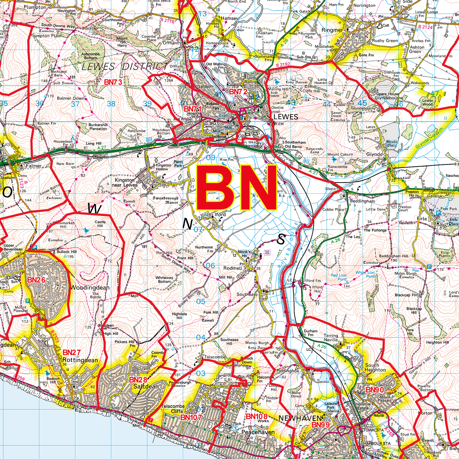 Banes Postcode Map Brighton - BN - Postcode Sector Map (G27) – XYZ Maps
