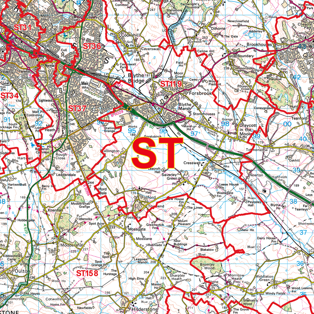 Stoke-on-Trent - ST - Postcode Sector Map (G28)