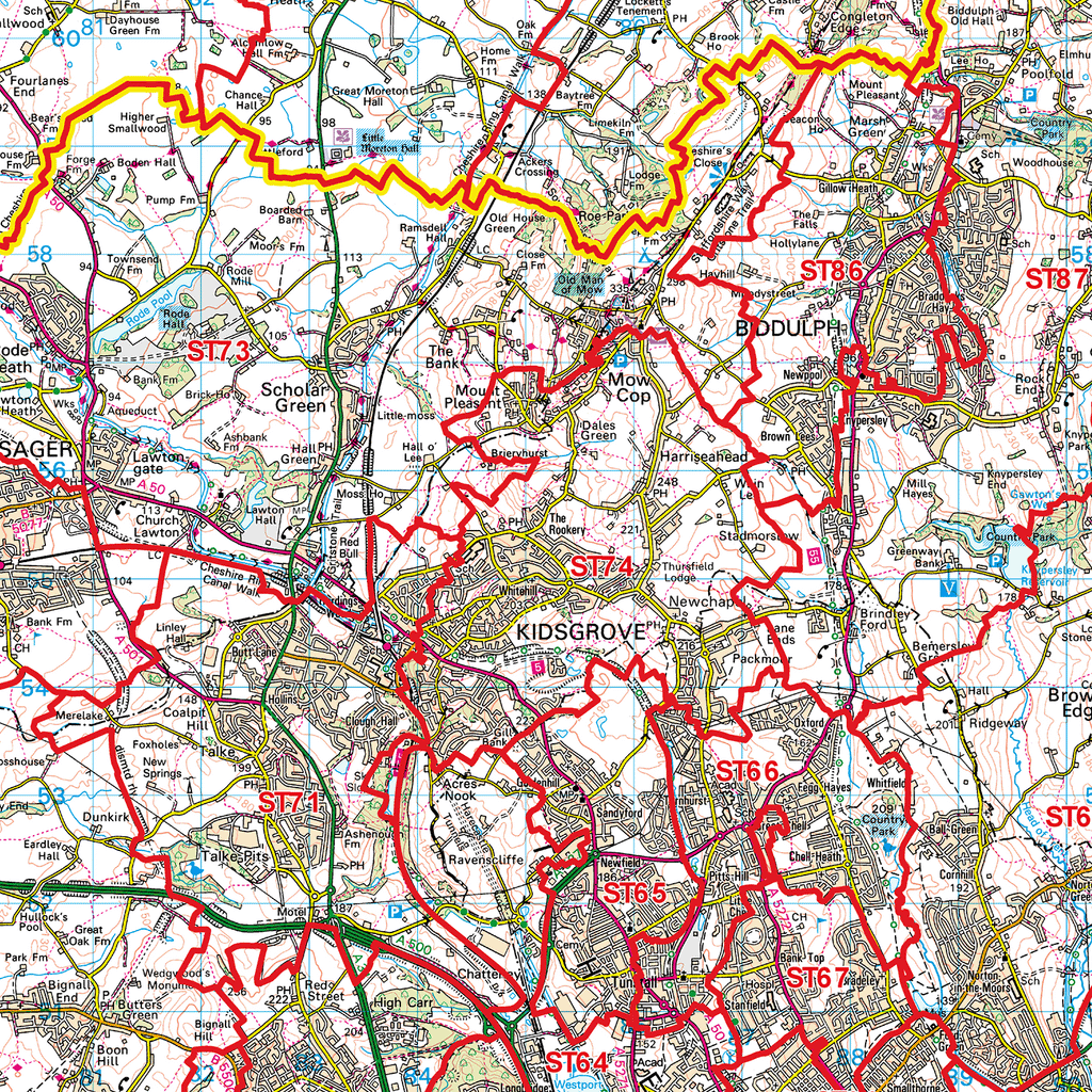 Stoke-on-Trent - ST - Postcode Sector Map (G28)