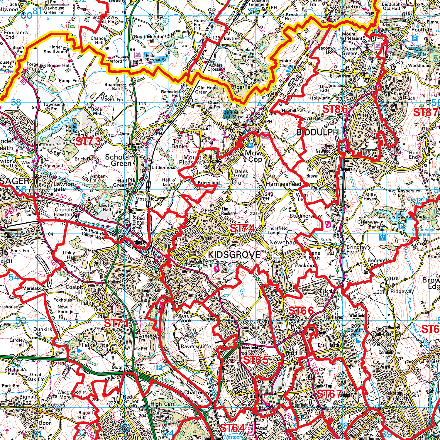 Stoke-on-Trent - ST - Postcode Sector Map (G28)