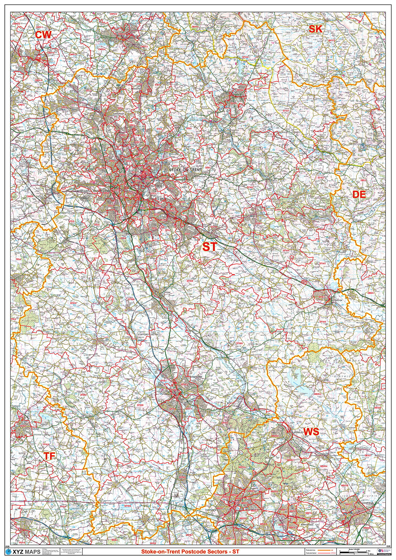 Stoke-on-Trent - ST - Postcode Sector Map (G28)