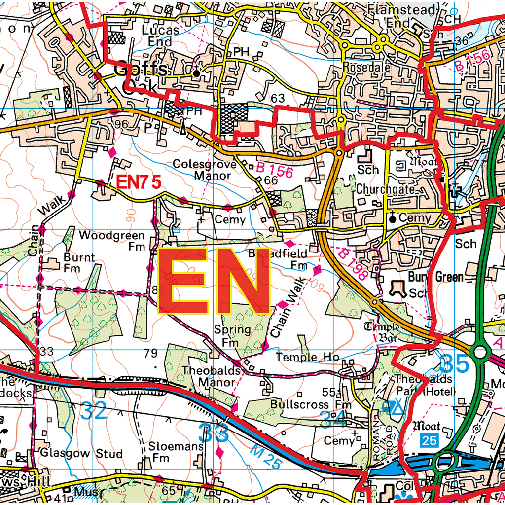 Enfield - EN - Postcode Sector Map (G29)