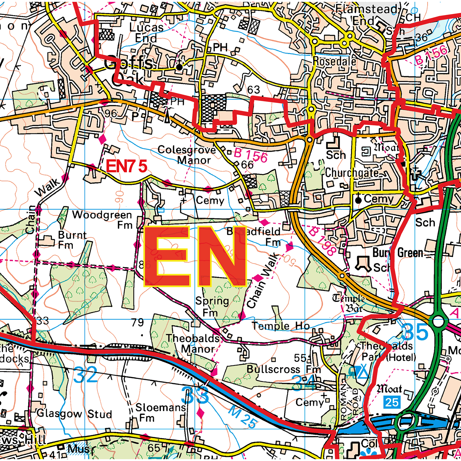 Enfield - EN - Postcode Sector Map (G29)