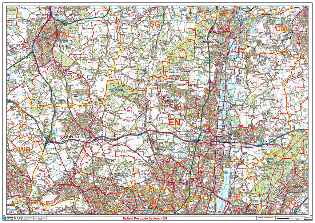 Enfield - EN - Postcode Sector Map (G29)