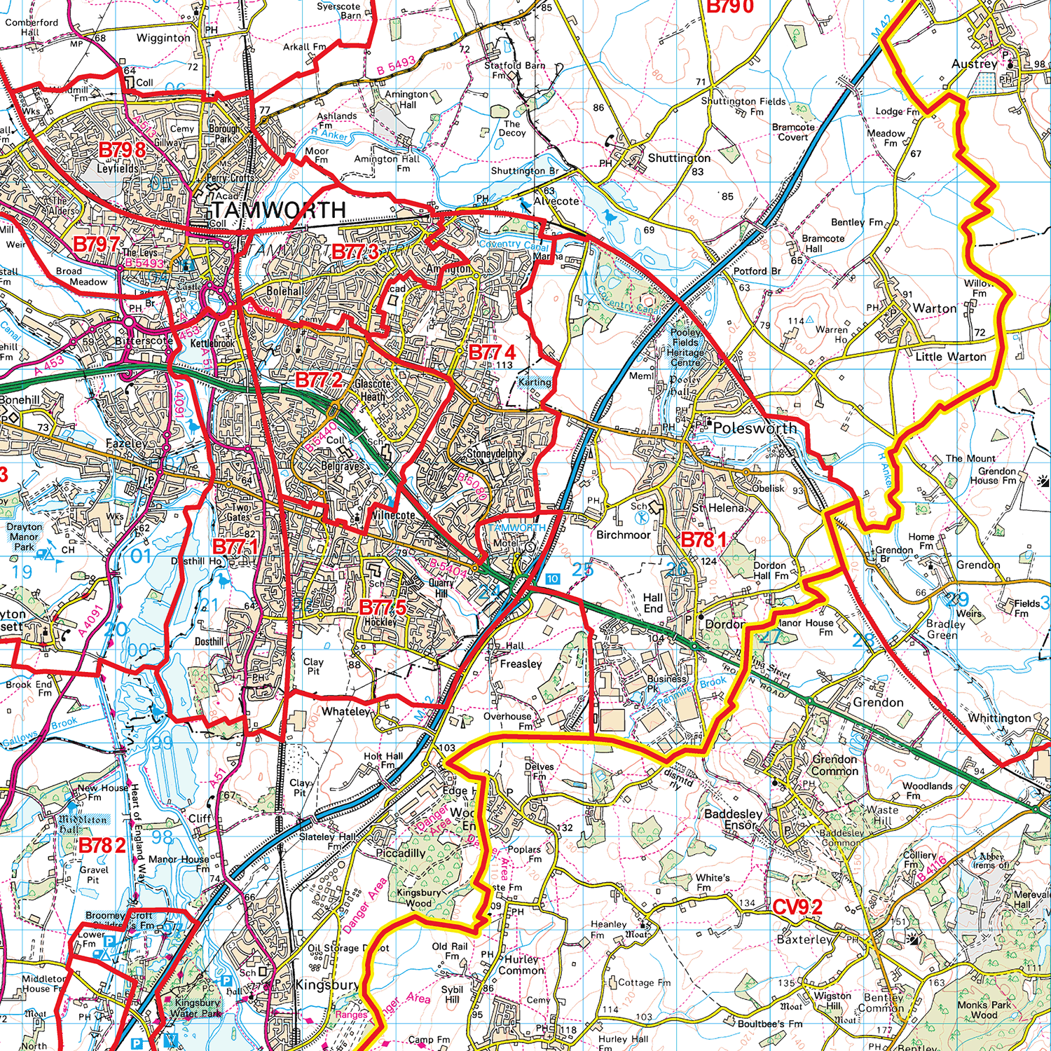 Birmingham - B- Postcode Sectors Map (G2)
