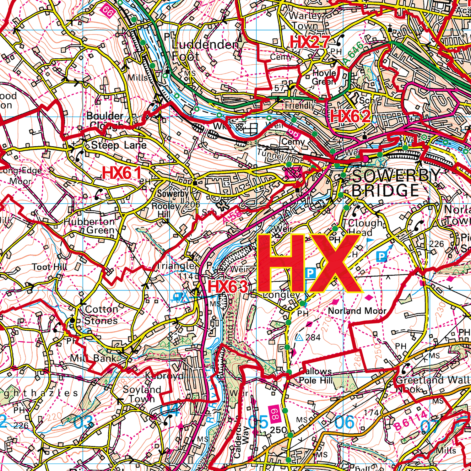 Halifax- HX - Postcode Sector Map (G30)