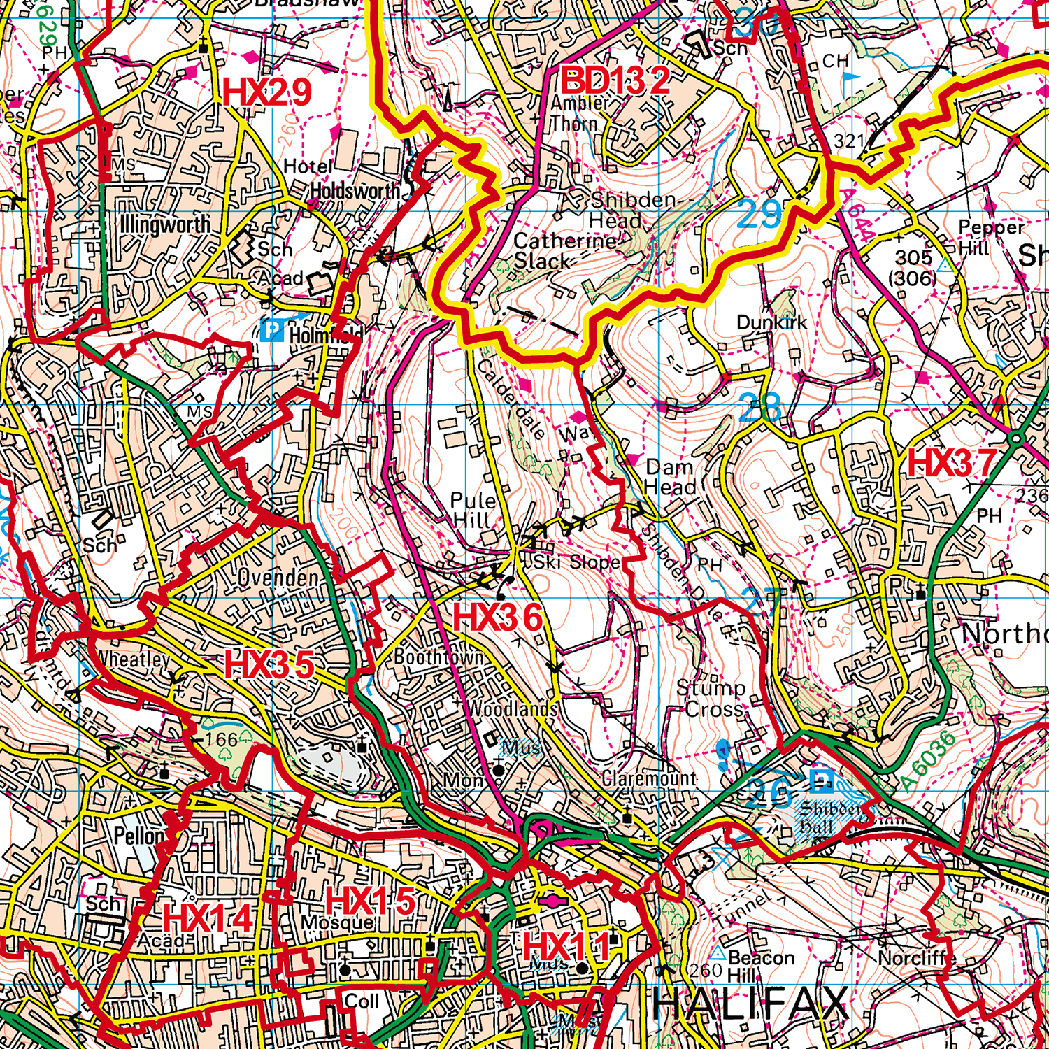 Halifax- HX - Postcode Sector Map (G30)