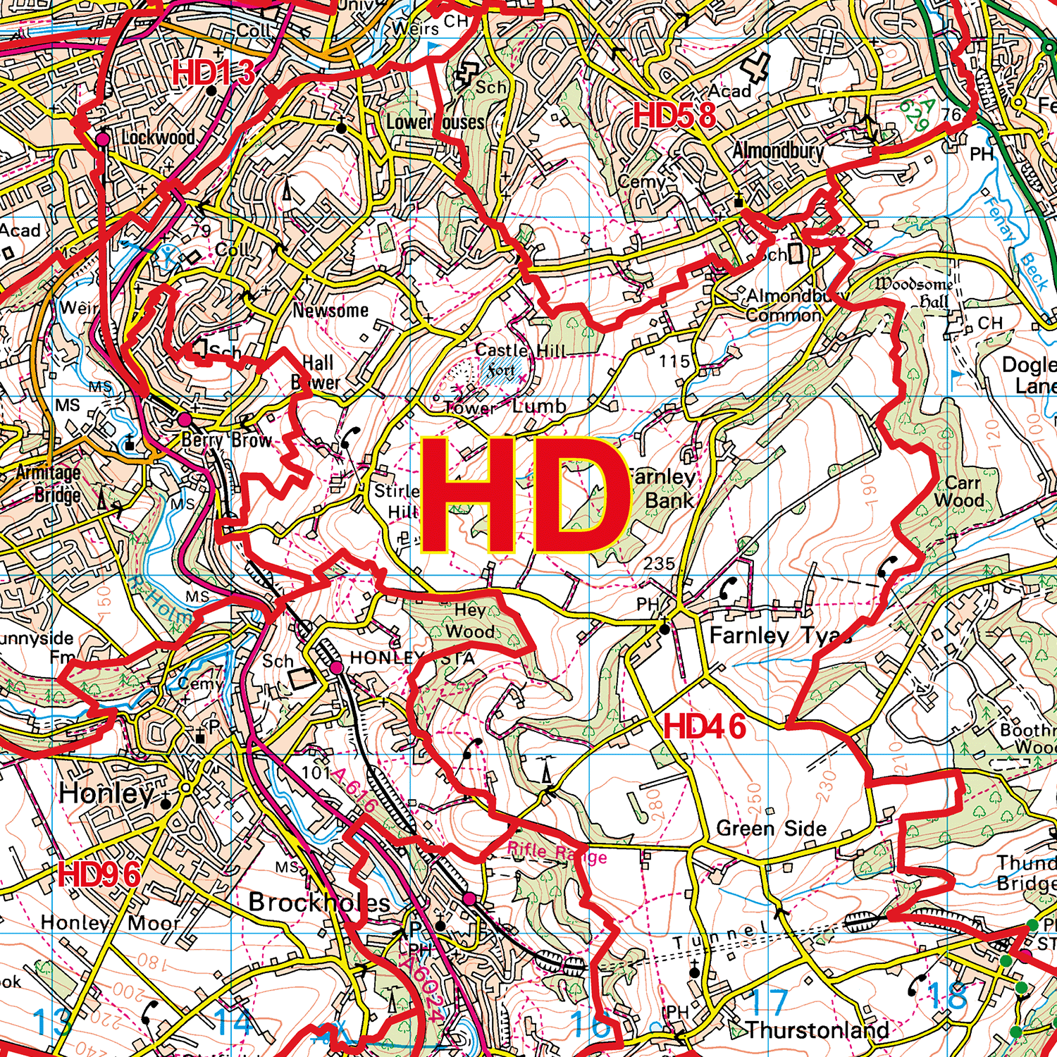 Huddersfield - HD - Postcode Sector Map (G31)