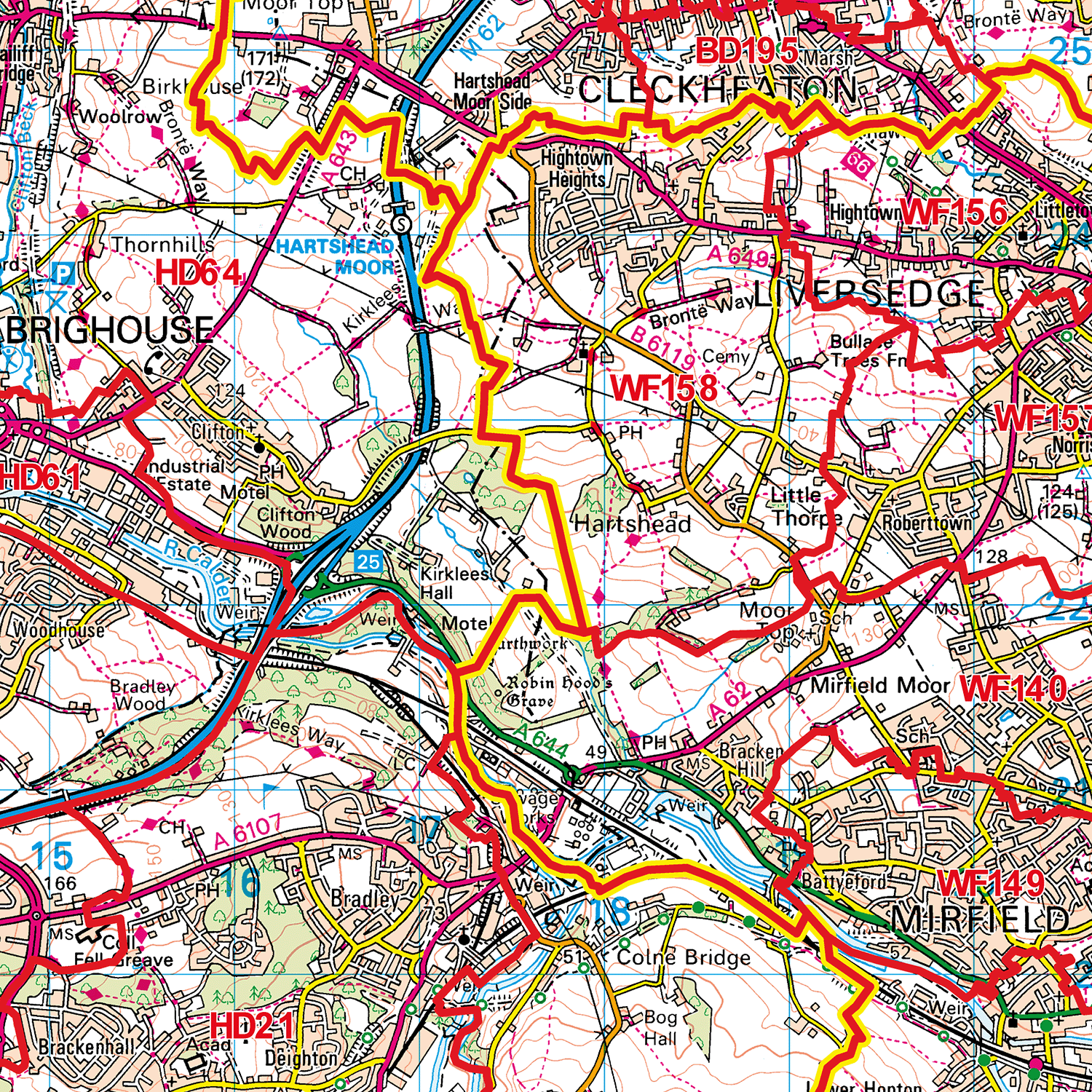 Huddersfield - HD - Postcode Sector Map (G31)