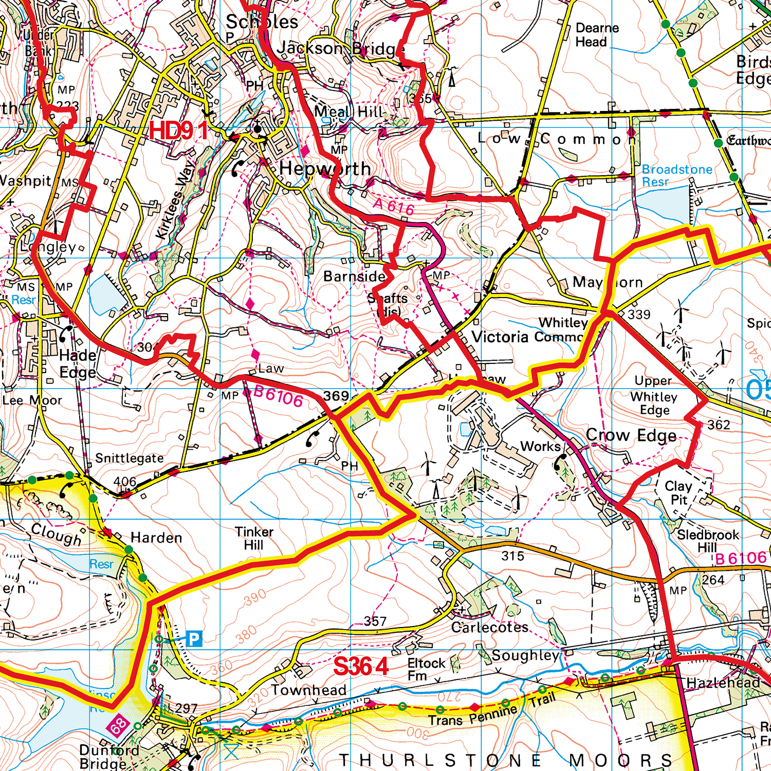 Huddersfield - HD - Postcode Sector Map (G31)