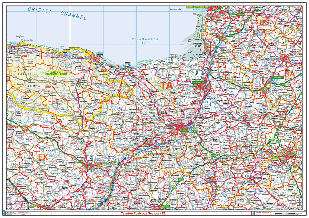 G32 Postcode Taunton - TA - Postcode Sector Map (G32) – XYZ Maps