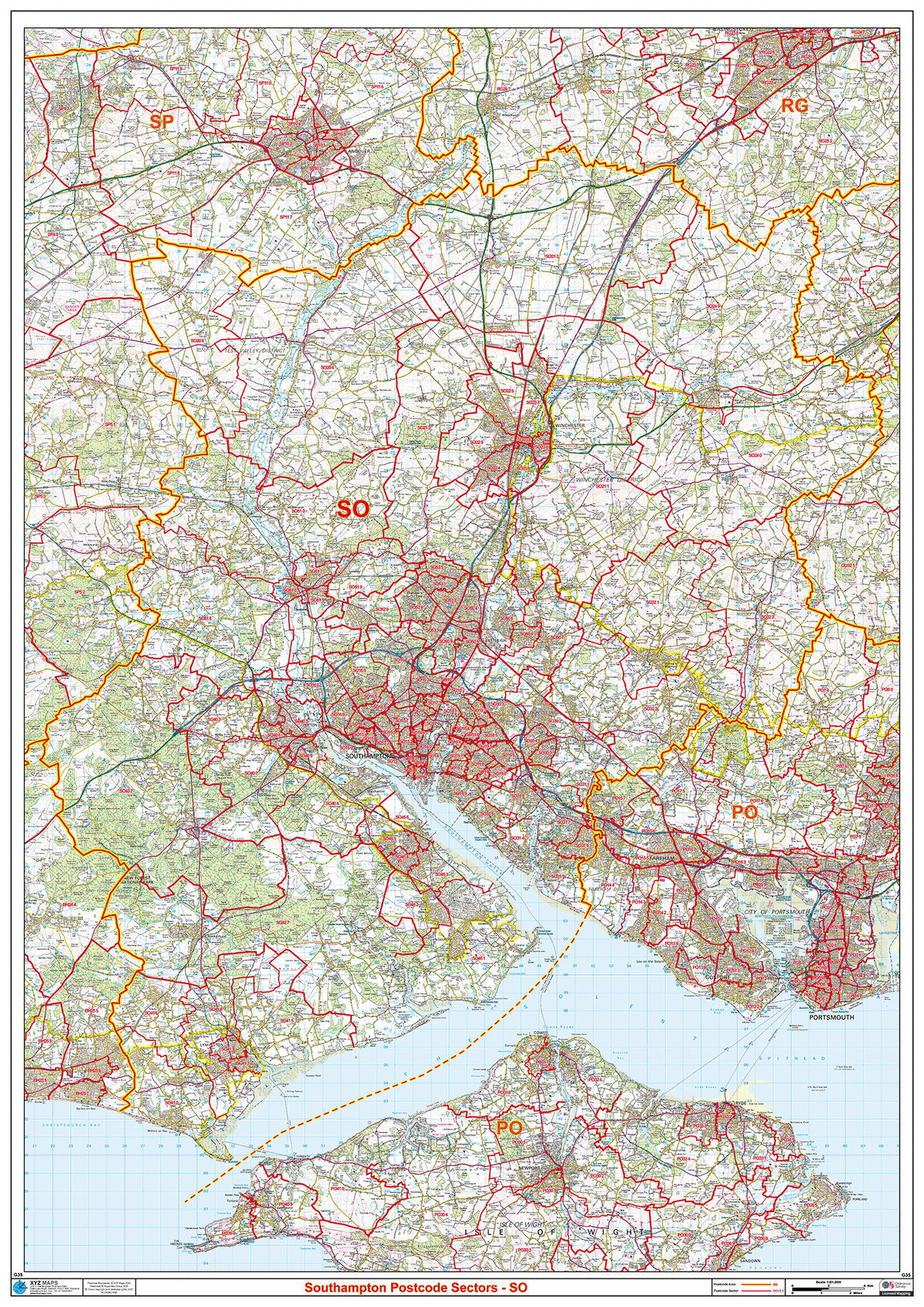 So19 Postcode Boundary Southampton - SO - Postcode Sector Map (G35) – XYZ Maps