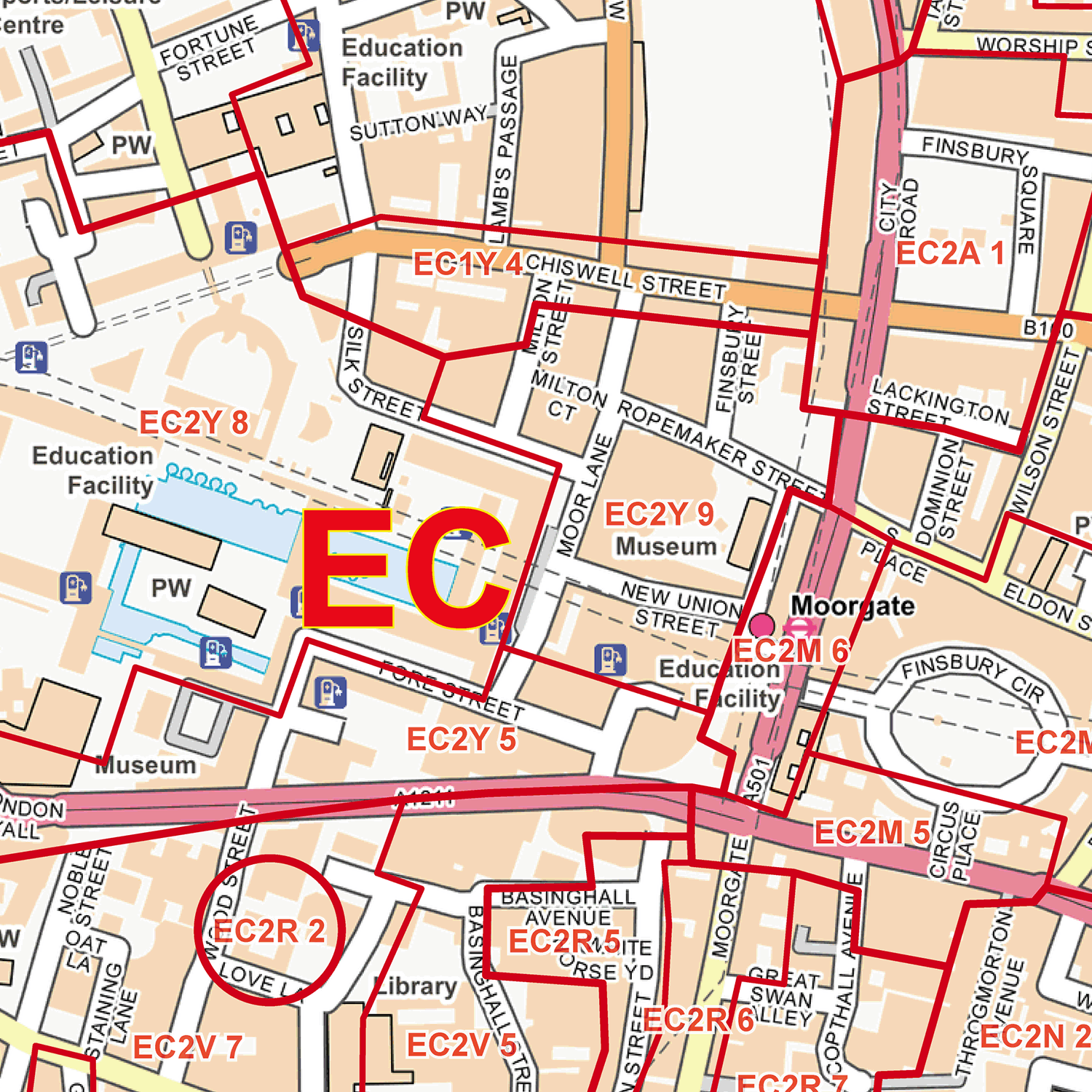 East City London - EC - Postcode Sector Map (G37)