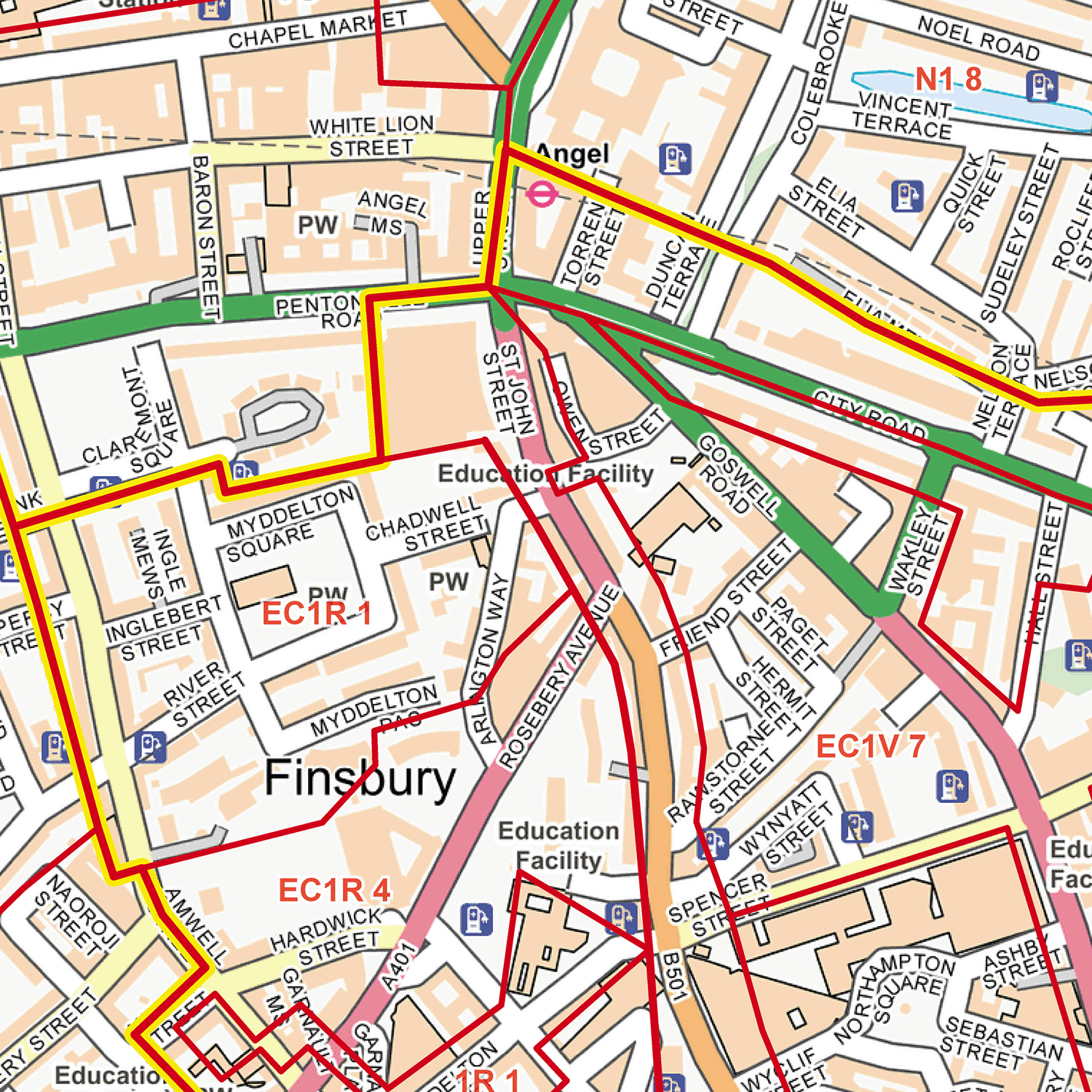 East City London - EC - Postcode Sector Map (G37)