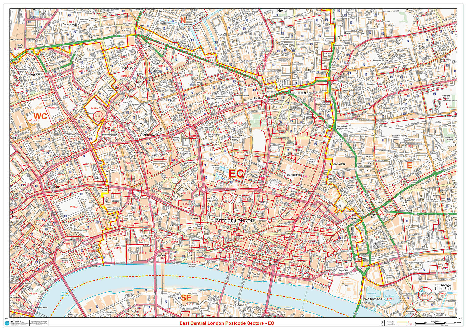 East City London - EC - Postcode Sector Map (G37)