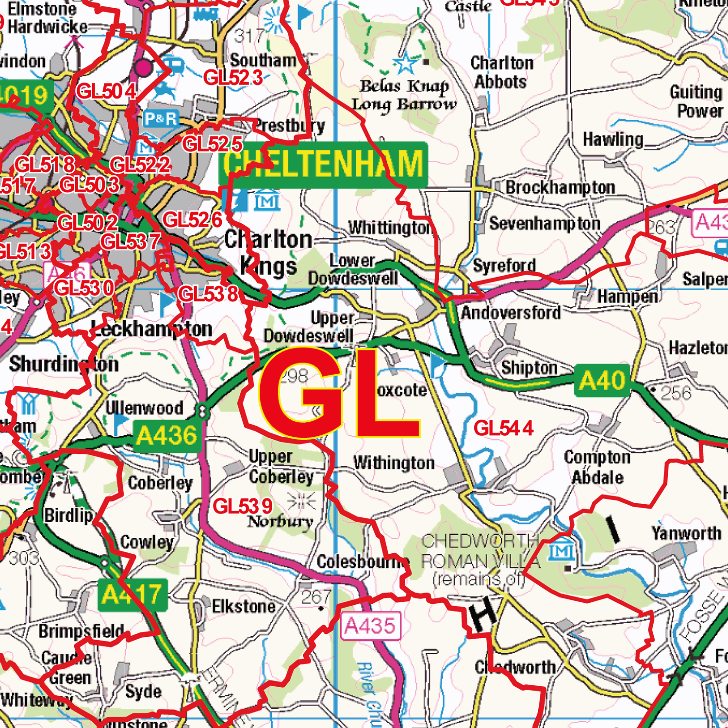 Gloucester - GL - Postcode Sector Map (G38)