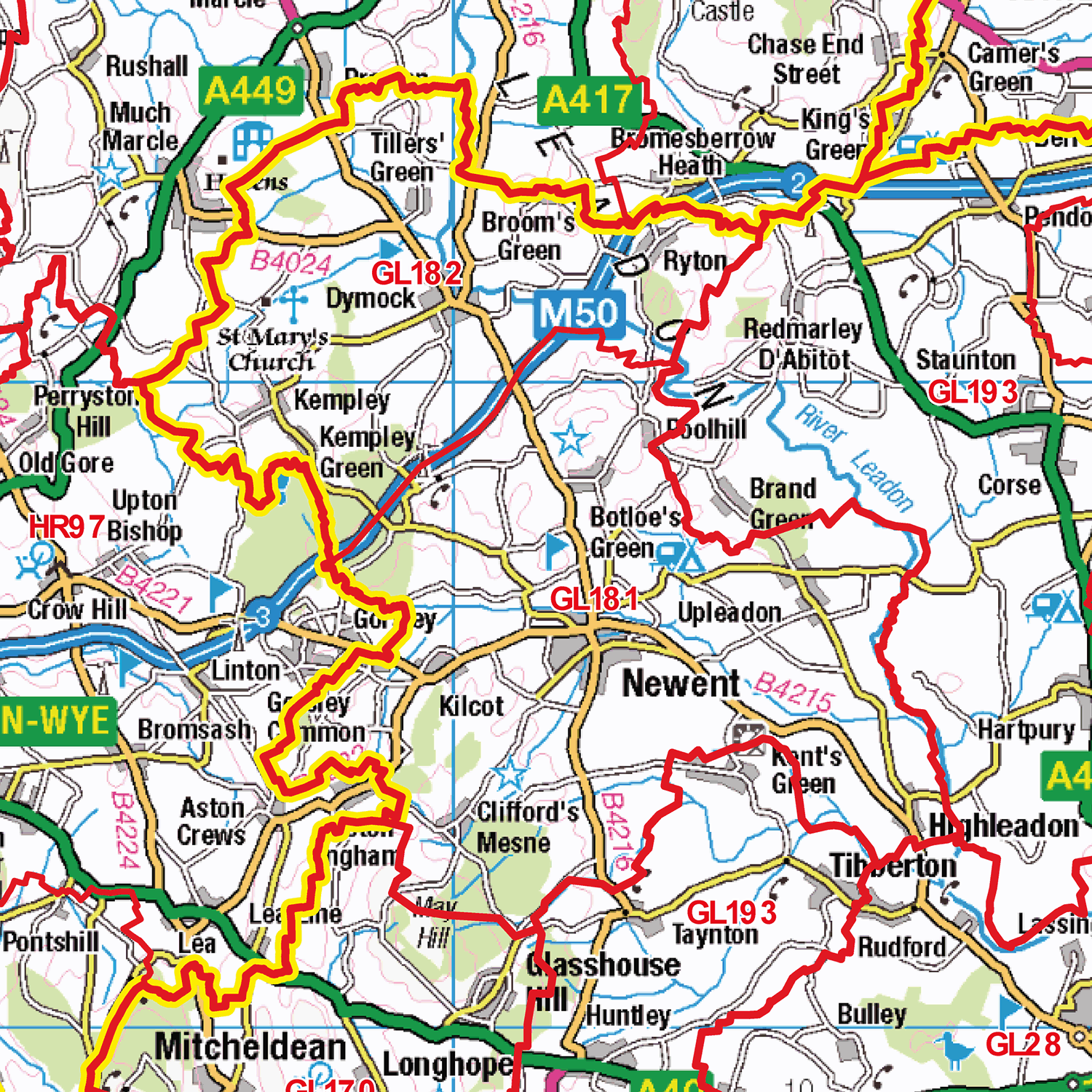 Gloucester - GL - Postcode Sector Map (G38)