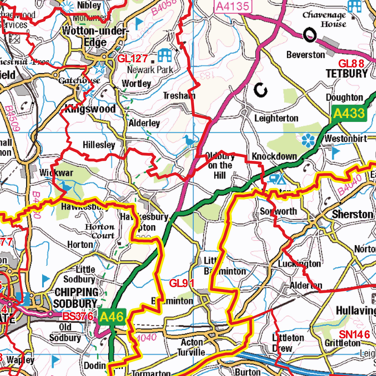 Gloucester - GL - Postcode Sector Map (G38)