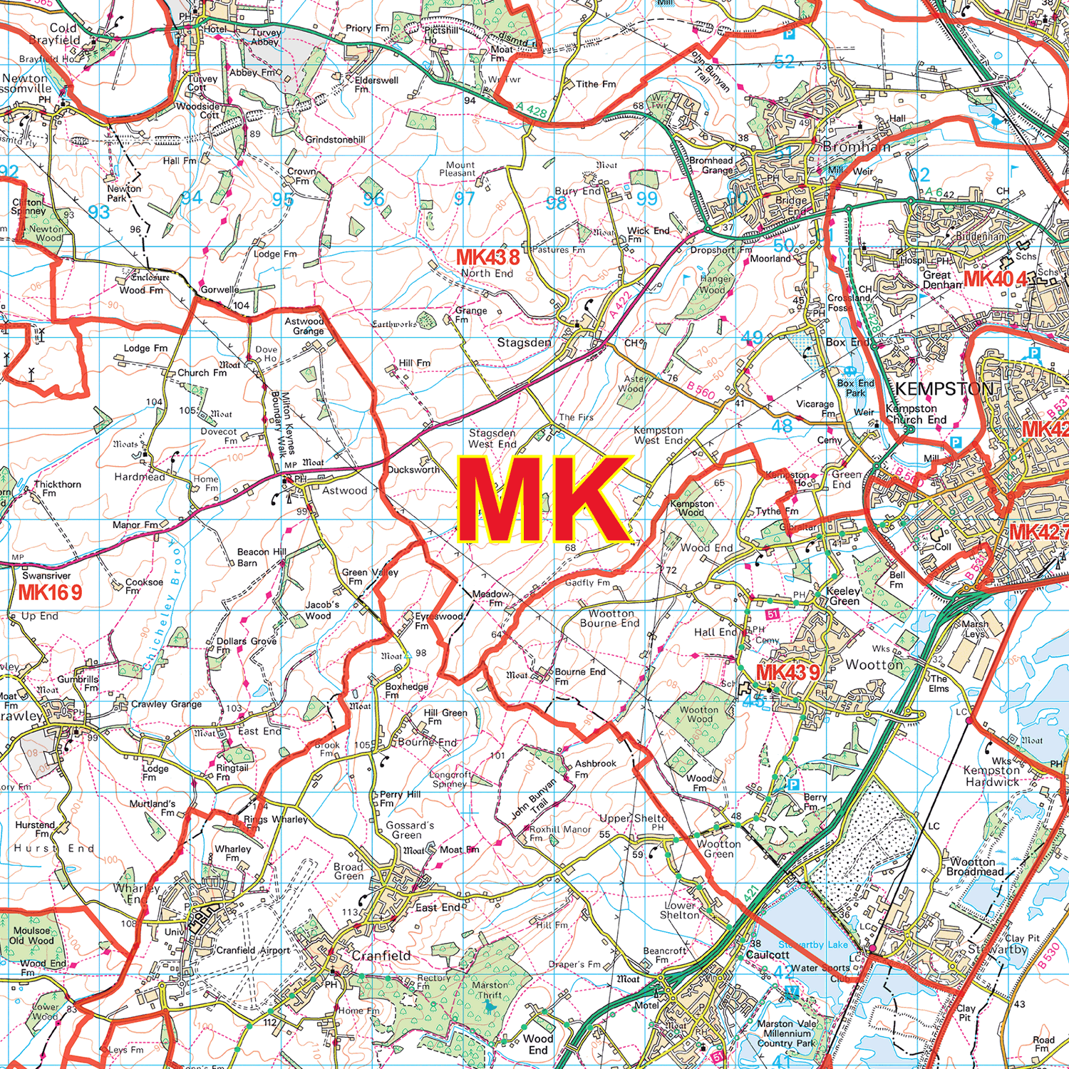 Milton Keynes - MK - Postcode Sector Map (G39)