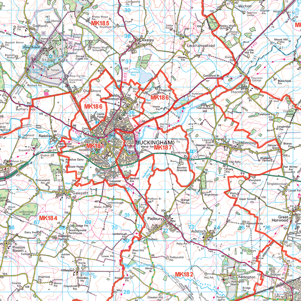 Milton Keynes - MK - Postcode Sector Map (G39)
