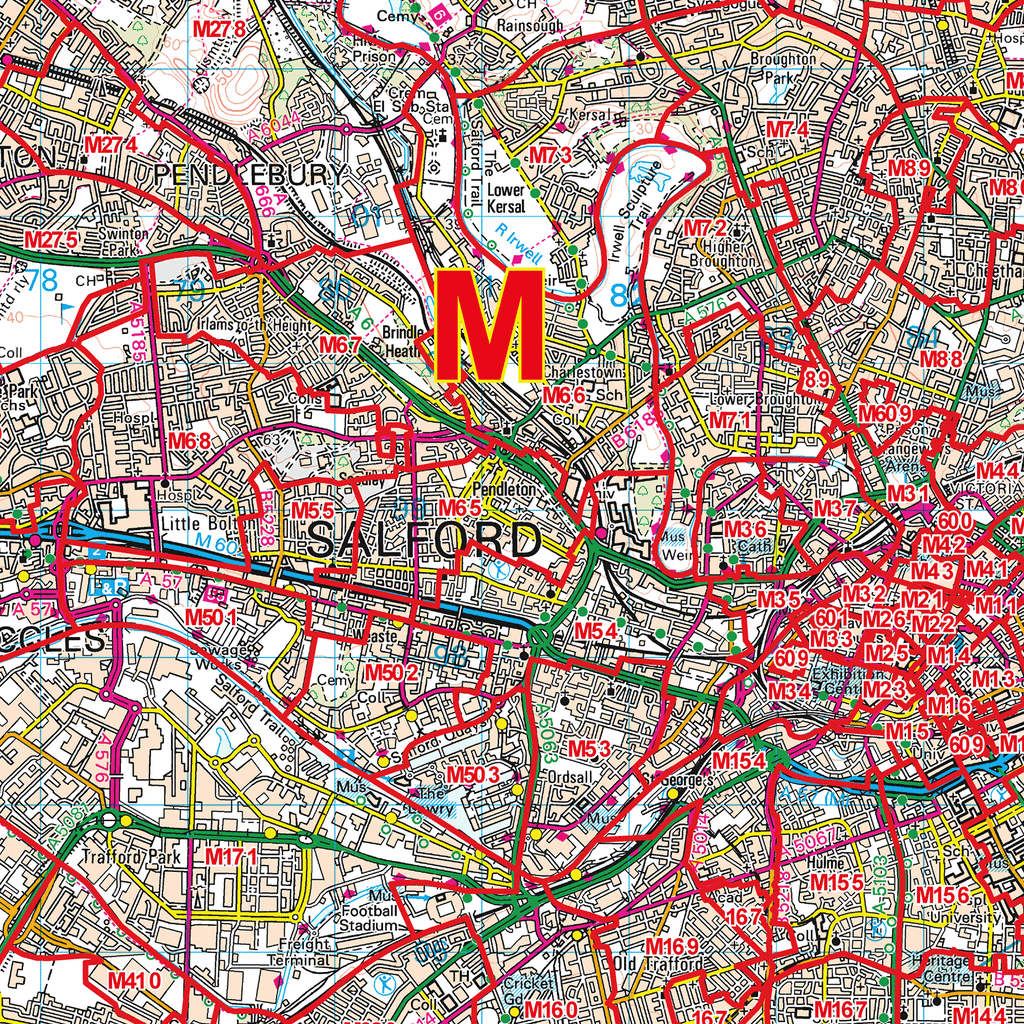 M Postcode Map Manchester Manchester - M - Postcode Sectors Map (G3) – XYZ Maps