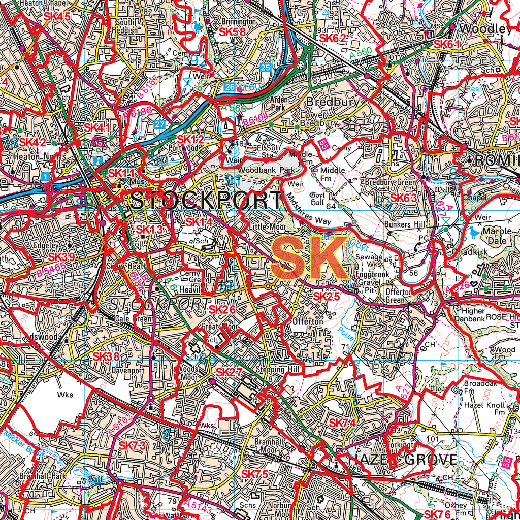Manchester - M - Postcode Sectors Map (G3)