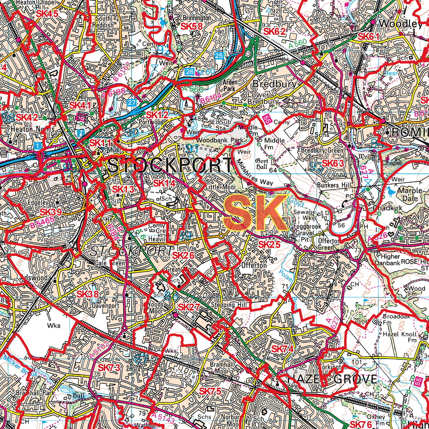 Manchester - M - Postcode Sectors Map (G3)