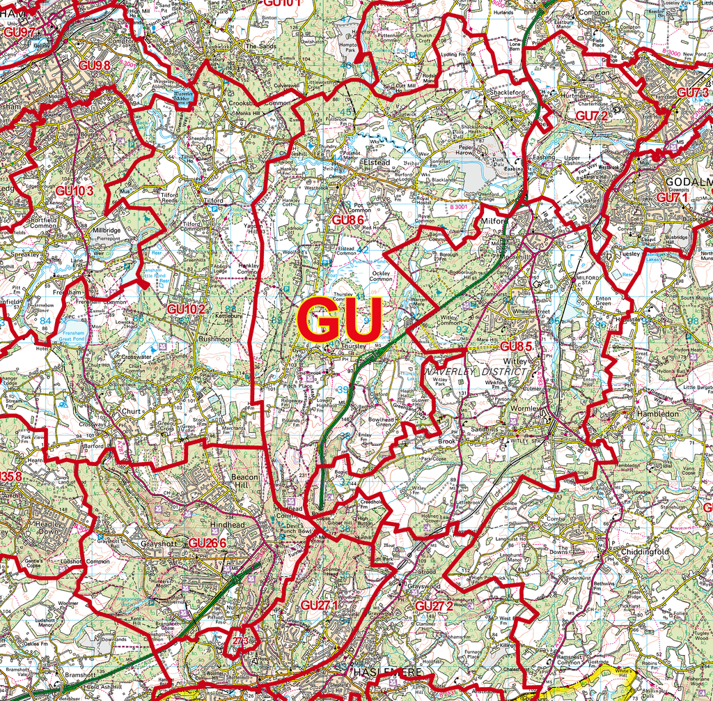 Guildford - GU - Postcode Sector Map (G40)