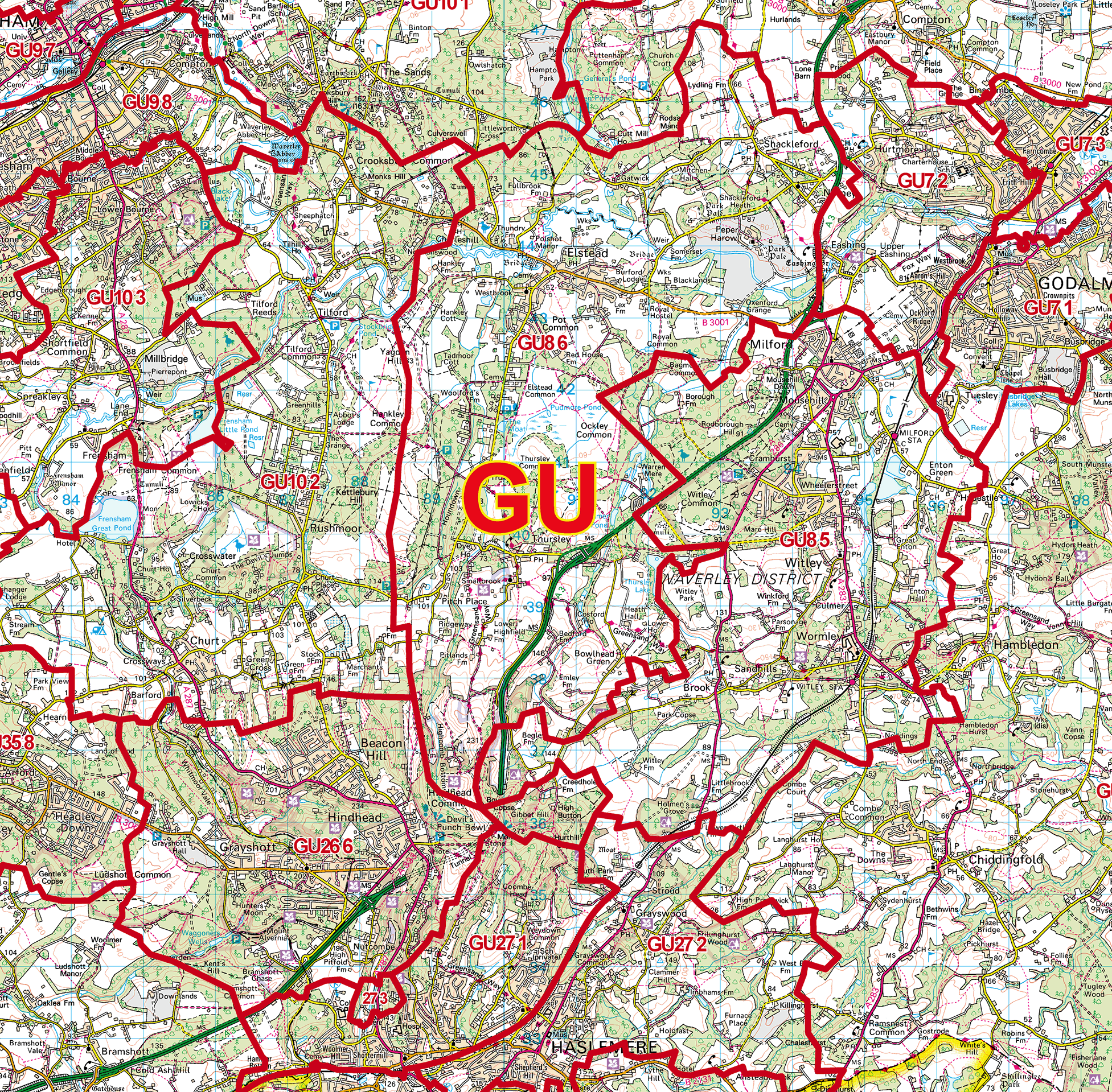 Guildford - GU - Postcode Sector Map (G40)