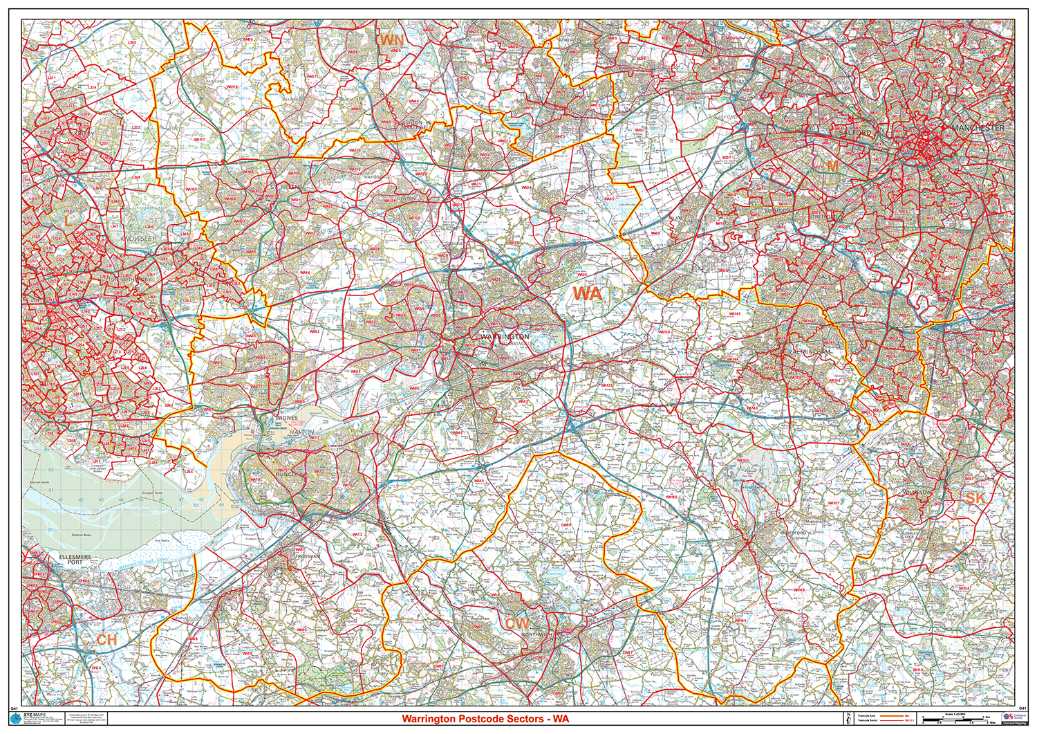 Warrington - WA - Postcode Sector Map (G41)