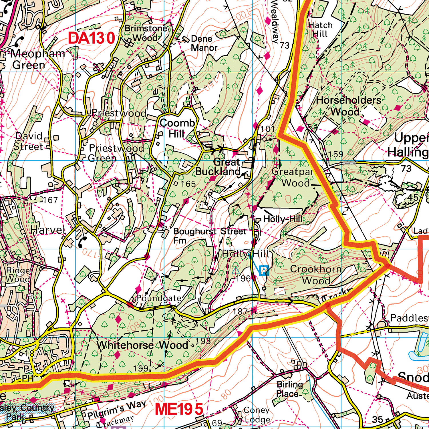 Printable Postcode Map Da Dartford - DA - Postcode Sector Map (G48) – XYZ Maps