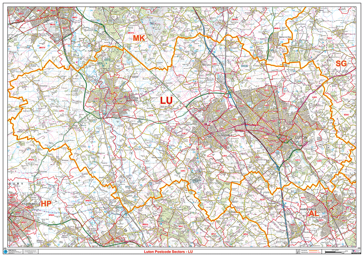 Luton - LU - Postcode Sector Map (G49) – XYZ Maps