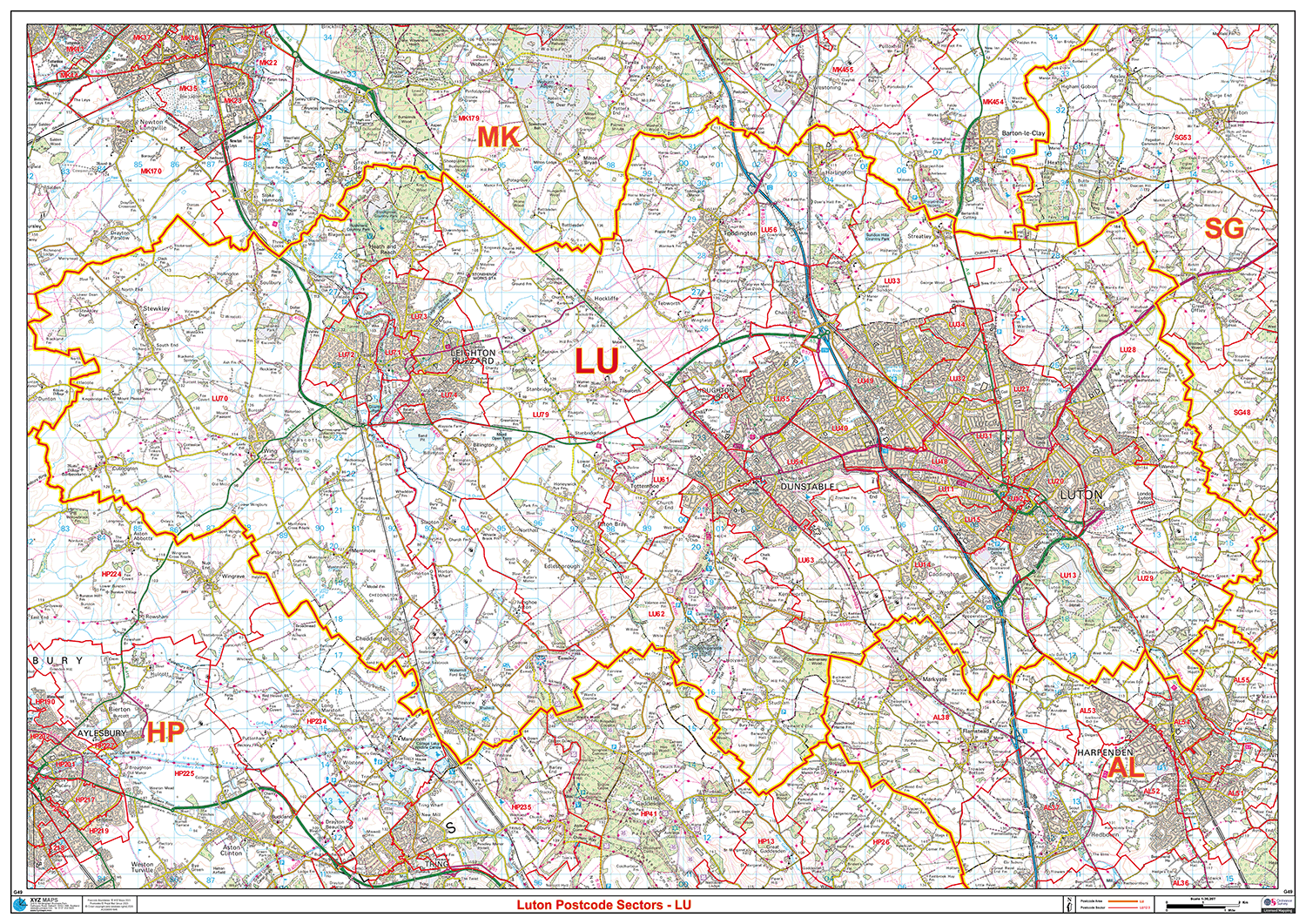 Luton - LU - Postcode Sector Map (G49)