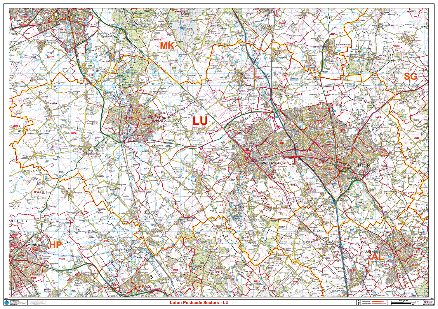Luton - LU - Postcode Sector Map (G49)