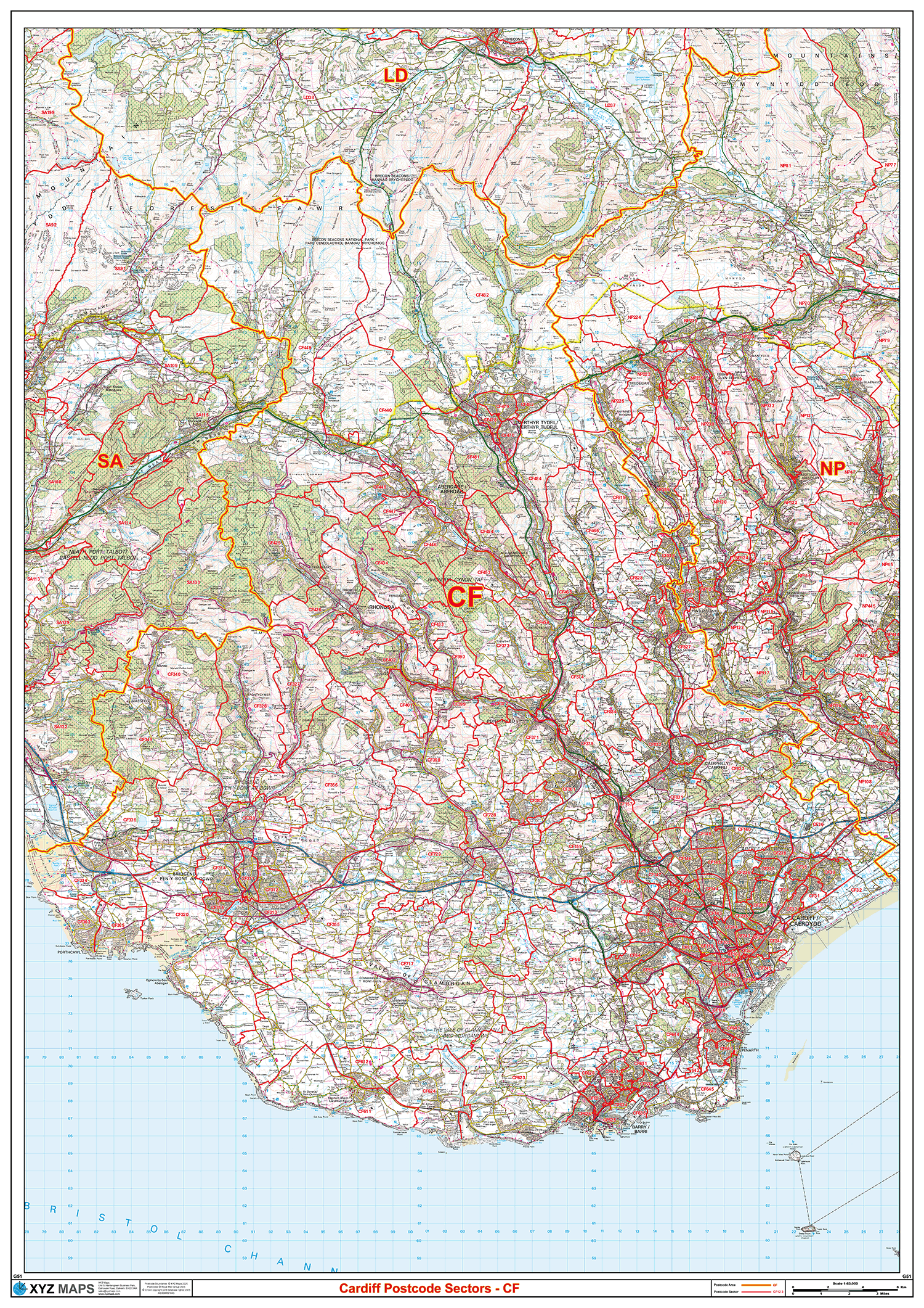 Cardiff - CF - Postcode Sector Map (G51)