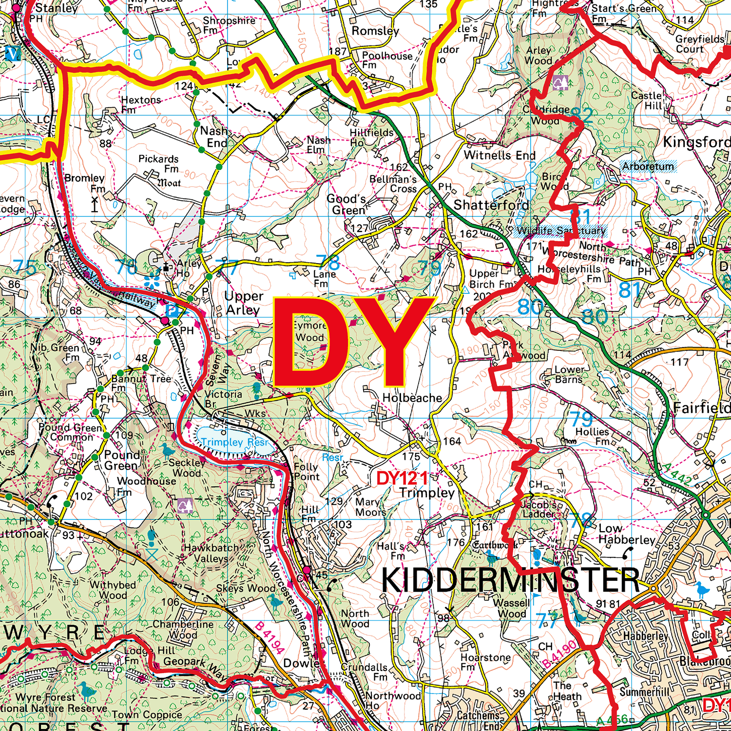 Dudley - DY - Postcode Sector Map (G52)
