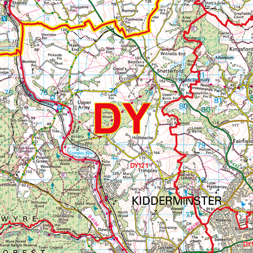 Dudley - DY - Postcode Sector Map (G52)