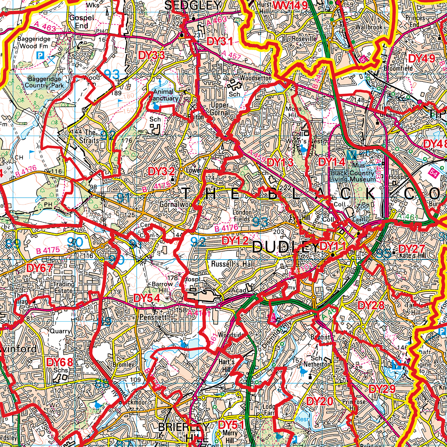 Dudley - DY - Postcode Sector Map (G52)