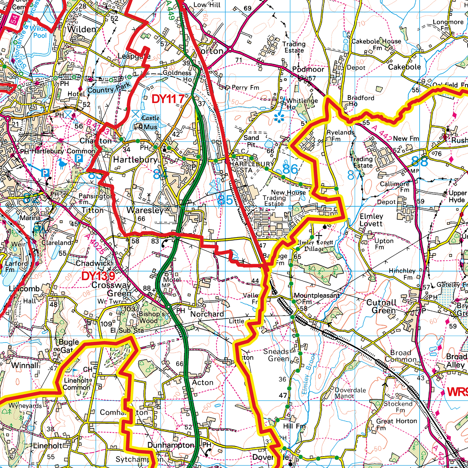 Dudley - DY - Postcode Sector Map (G52)