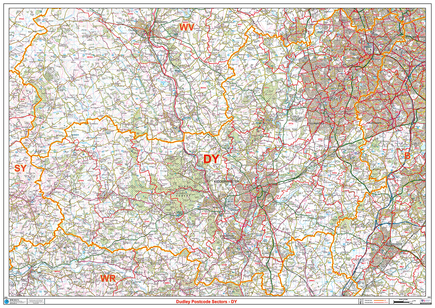 Dudley - DY - Postcode Sector Map (G52)