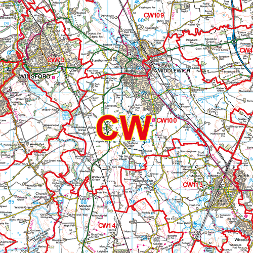 Crewe - CW - Postcode Sector Map (G53)