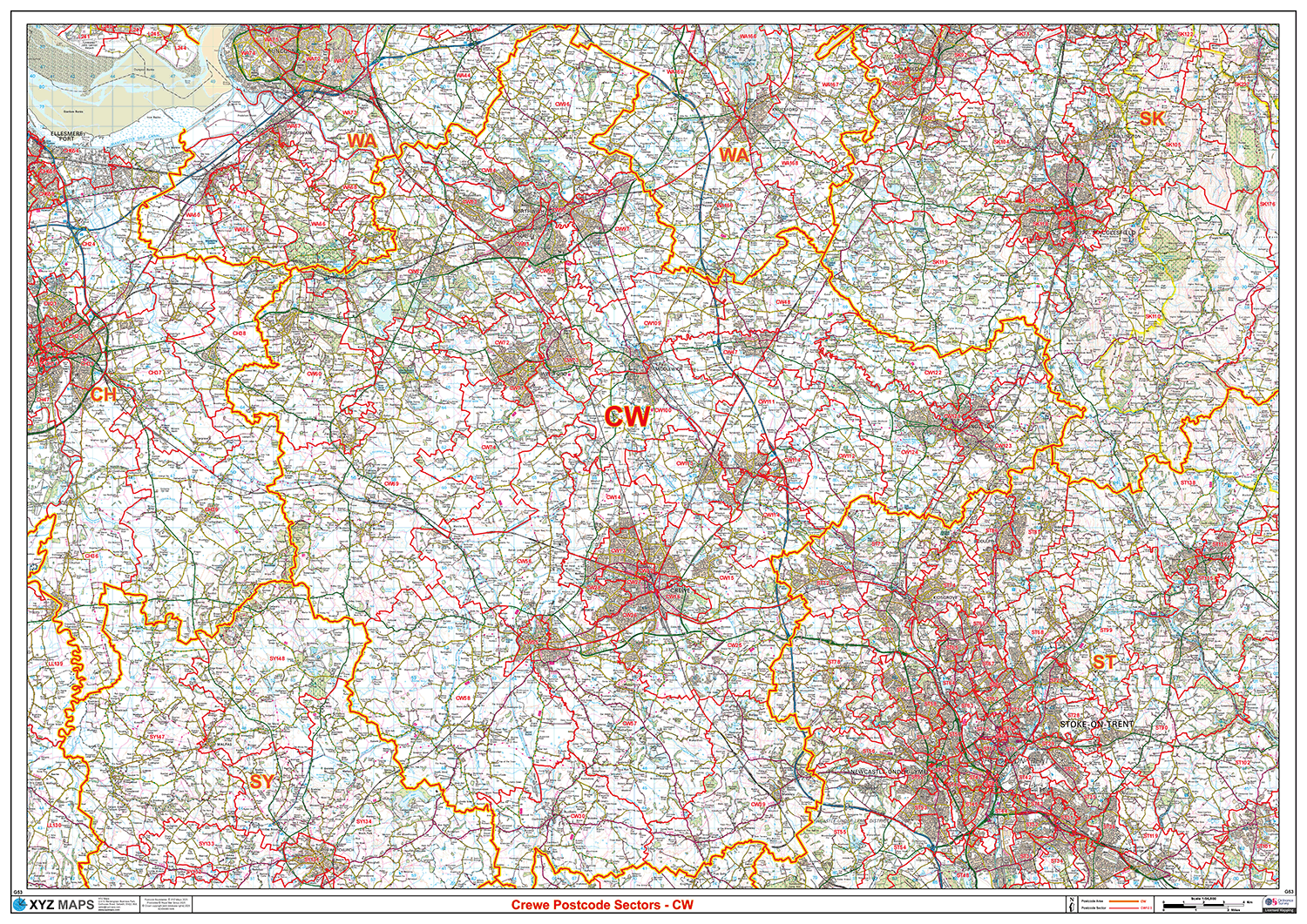 Crewe - CW - Postcode Sector Map (G53)