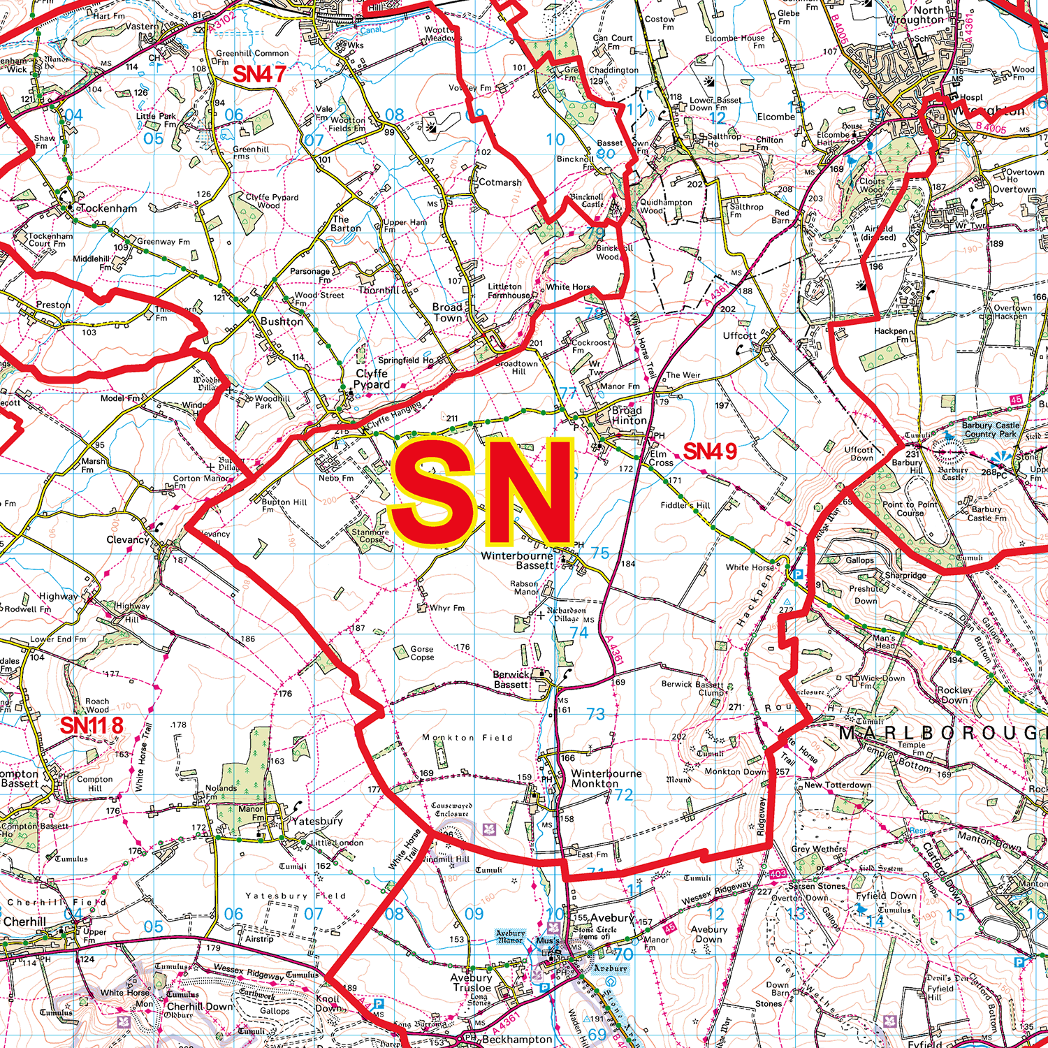 Swindon - SN - Postcode Sector Map (G54)