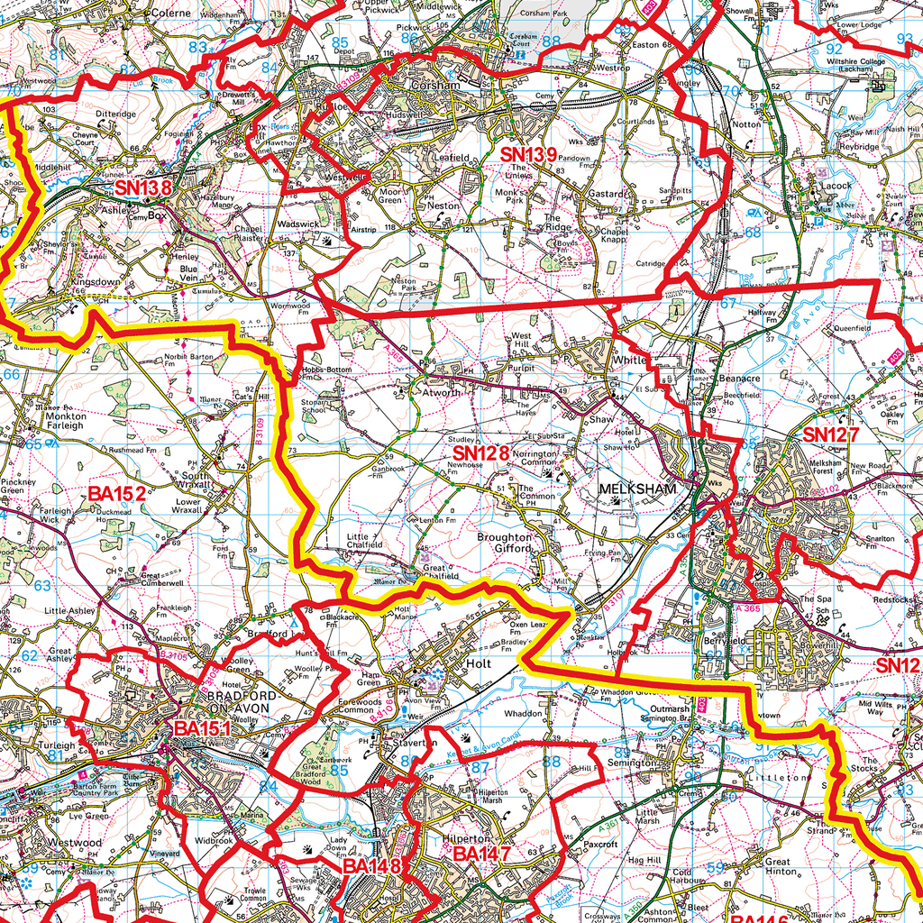 Swindon - SN - Postcode Sector Map (G54)