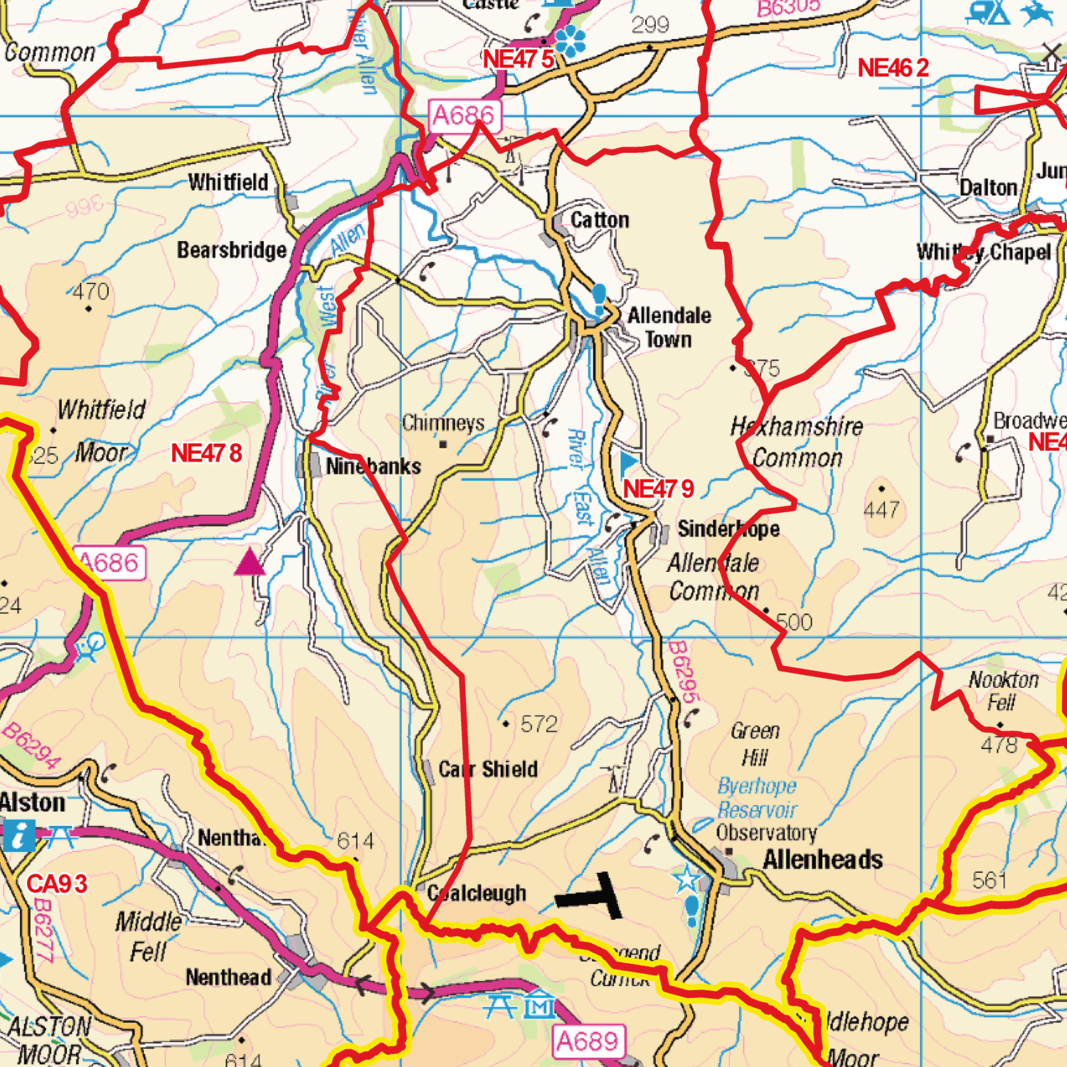 Newcastle - NE - Postcode Sector Map (G55)