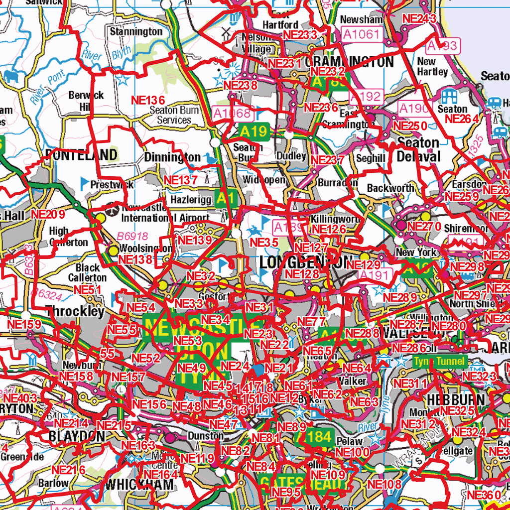 Newcastle - NE - Postcode Sector Map (G55)