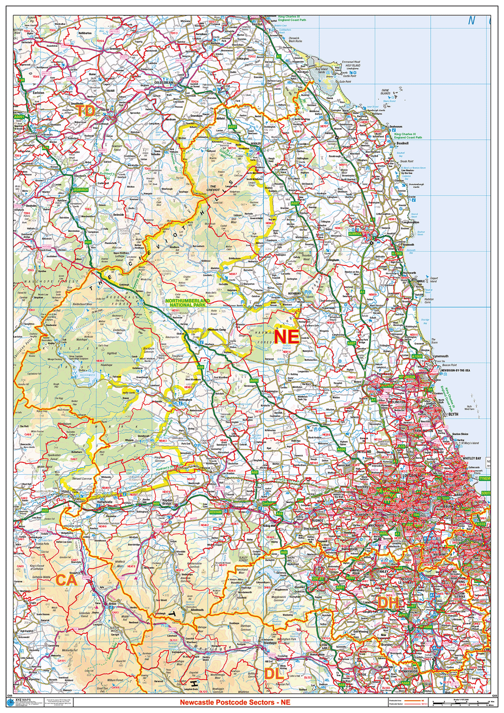 Newcastle - NE - Postcode Sector Map (G55)
