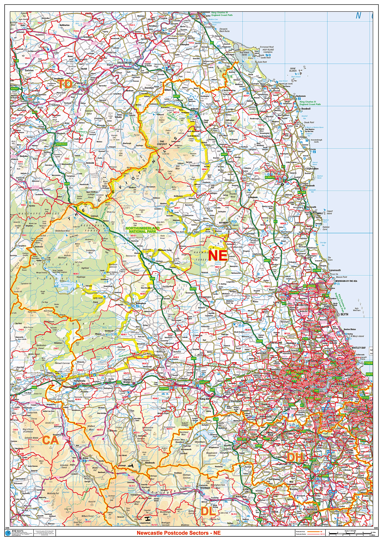 Newcastle - NE - Postcode Sector Map (G55)
