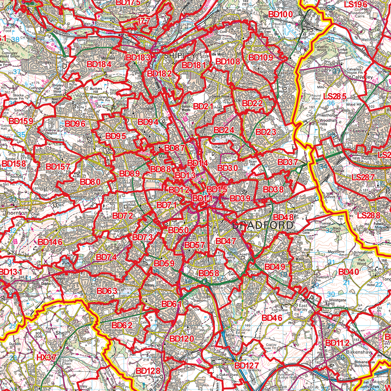 Bradford - BD - Postcode Sector Map (G56)