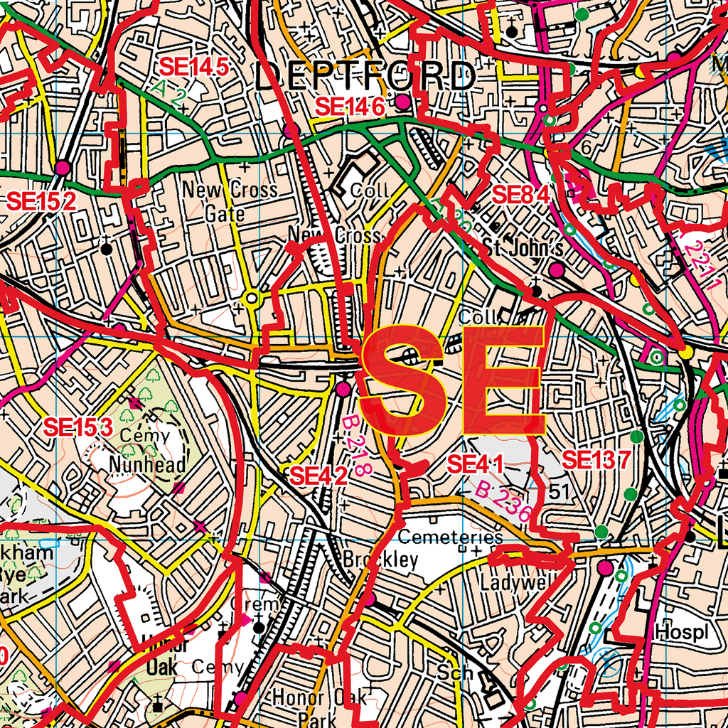 South East London - SE - Postcode Sector Map (G57)